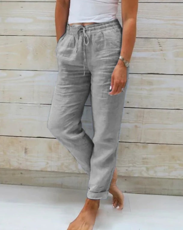 Pantalon Zano En Coton & Lin avec taille élastiqué