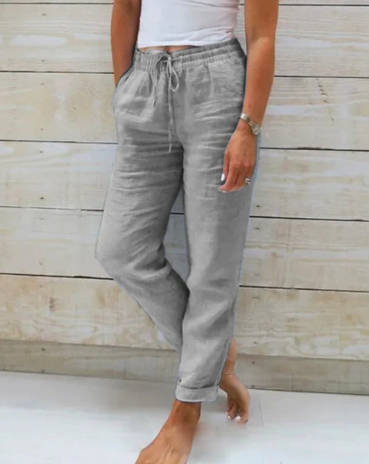Pantalon Zano En Coton & Lin avec taille élastiqué