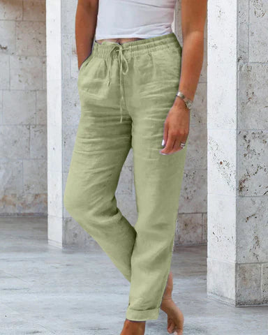 Pantalon Zano En Coton & Lin avec taille élastiqué