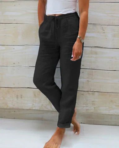 Pantalon Zano En Coton & Lin avec taille élastiqué