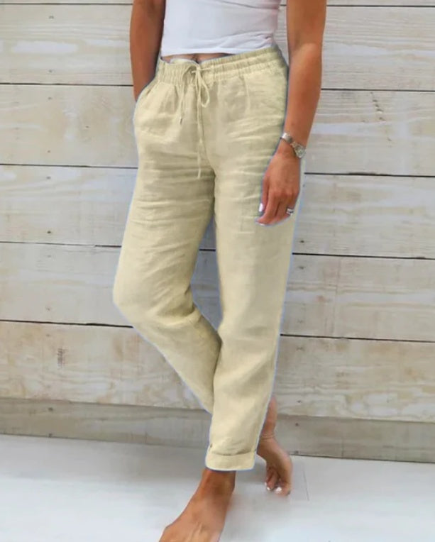 Pantalon Zano En Coton & Lin avec taille élastiqué