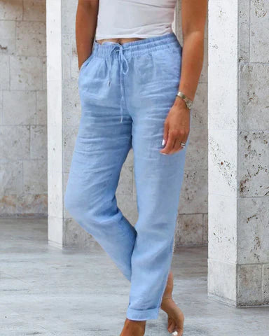 Pantalon Zano En Coton & Lin avec taille élastiqué