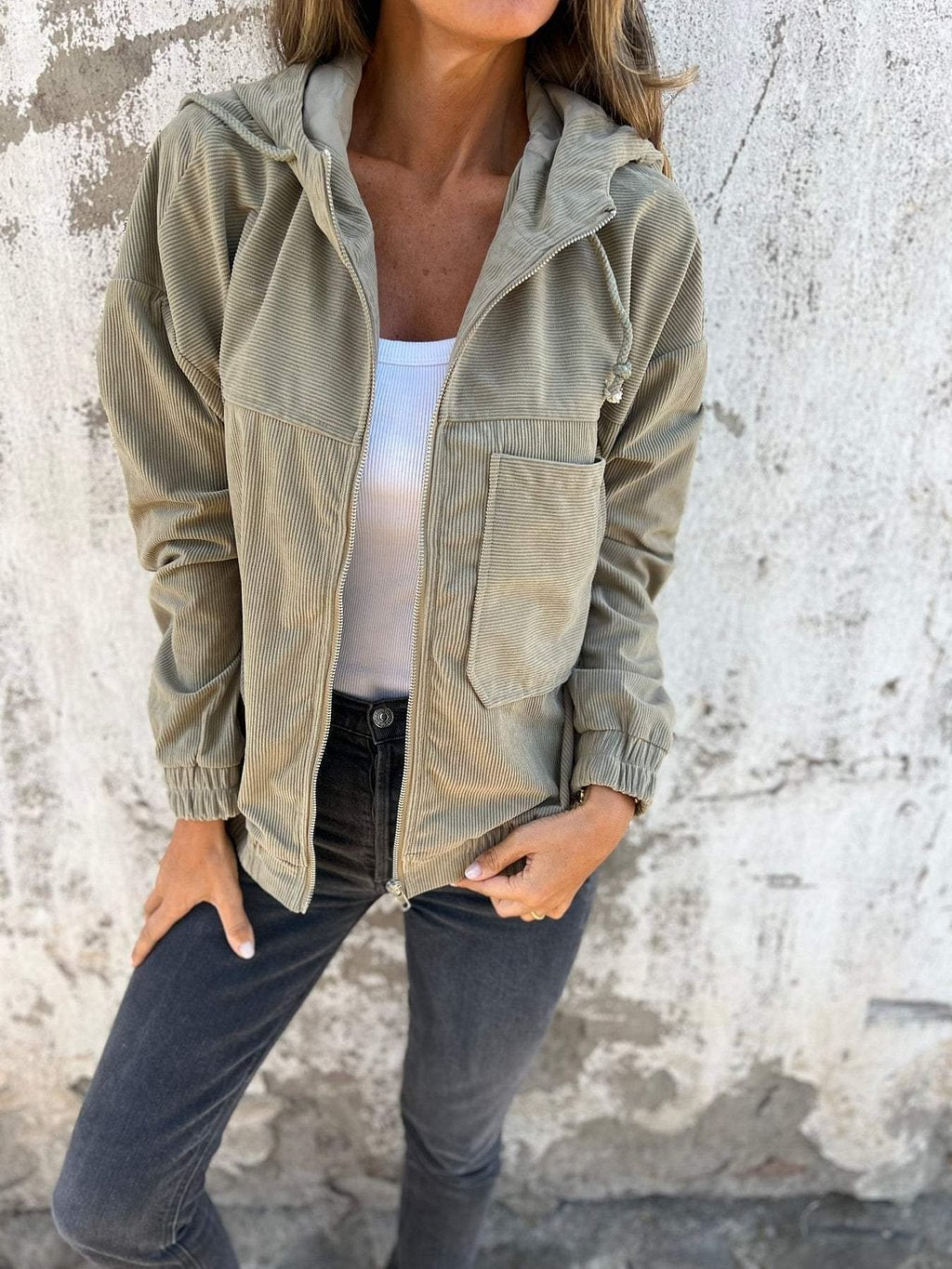camille Manteau à Capuche en Velours Côtelé