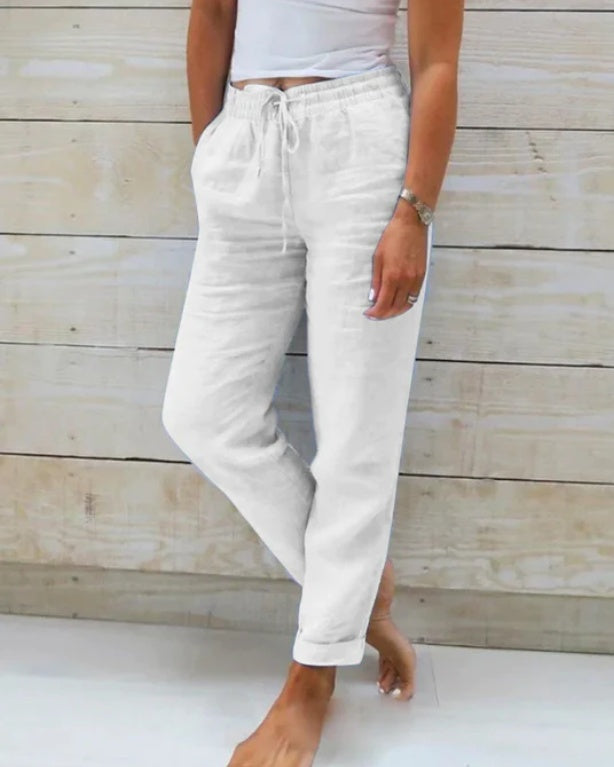 Pantalon Zano En Coton & Lin avec taille élastiqué