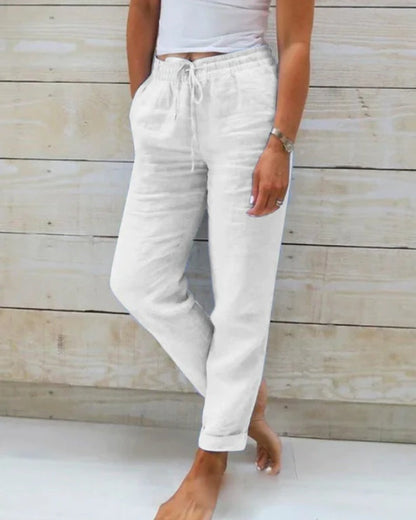 Pantalon Zano En Coton & Lin avec taille élastiqué